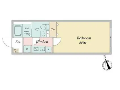 LIVEFLAT国分寺(1K/3階)の間取り写真