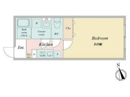 LIVEFLAT国分寺(1K/4階)の間取り写真