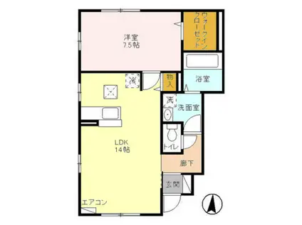 カメリアコート1(1LDK/1階)の間取り写真