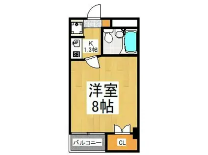 カーサスッド(1K/3階)の間取り写真