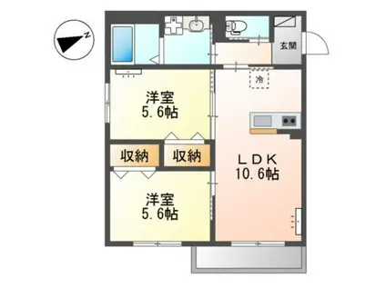 ルミエールグラン(2LDK/2階)の間取り写真