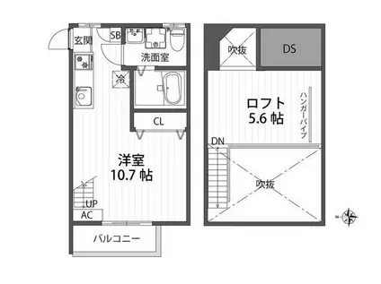 シャンズフォーレ聖蹟(ワンルーム/2階)の間取り写真