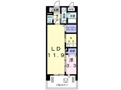 サニーヴィレッジ(1LDK/6階)の間取り写真