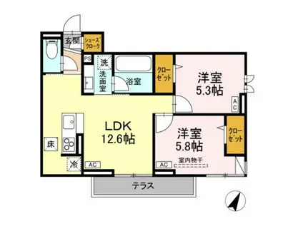 ASSET-COURT立川上砂町5丁目 B棟(2LDK/1階)の間取り写真