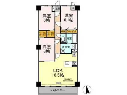 グランヴェールにしすな(3LDK/2階)の間取り写真