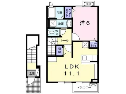 インプレス(1LDK/2階)の間取り写真