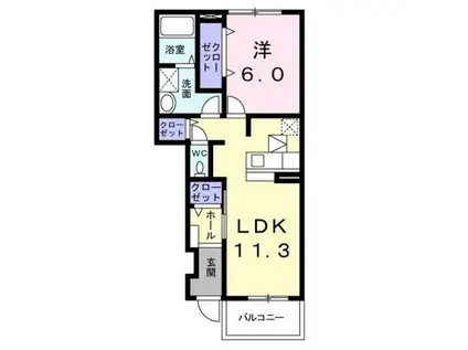 パストラル(1LDK/1階)の間取り写真