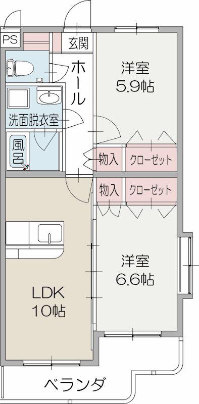 エレガントライフV(2LDK/3階)の間取り写真