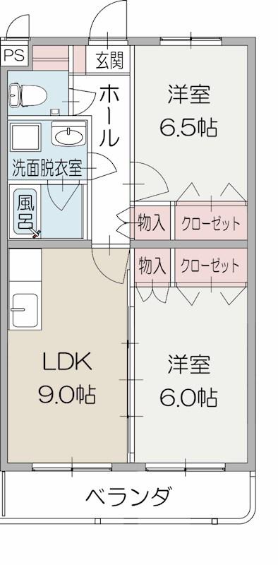 ヒルヴィレッジ(2LDK/3階)の間取り写真
