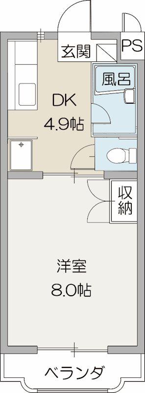ヴィンテージM(1DK/1階)の間取り写真