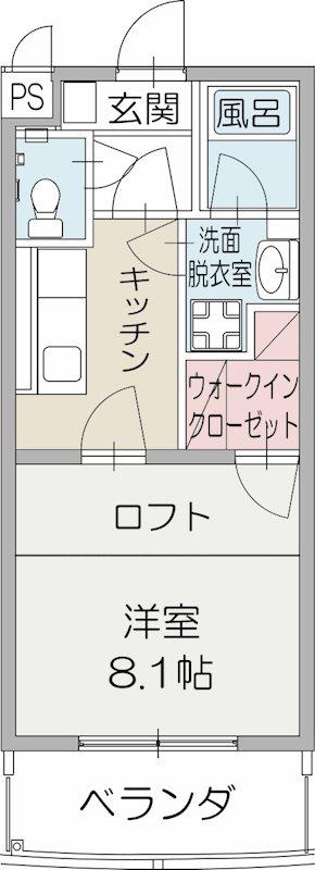 ヒルズタカオカ(1DK/3階)の間取り写真