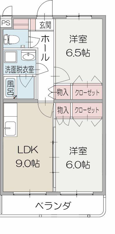 フレグランス(2LDK/2階)の間取り写真