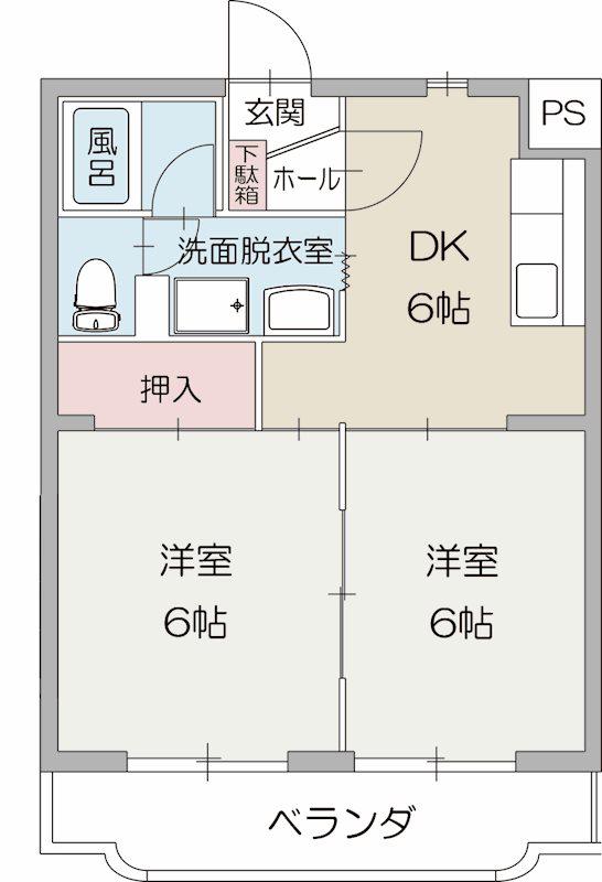 GRANDEUR(2DK/3階)の間取り写真