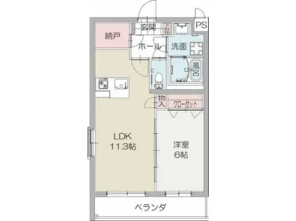 コンフォートマエジマ(1LDK/1階)の間取り写真