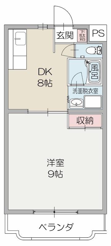TWINKLE藤間(1DK/2階)の間取り写真