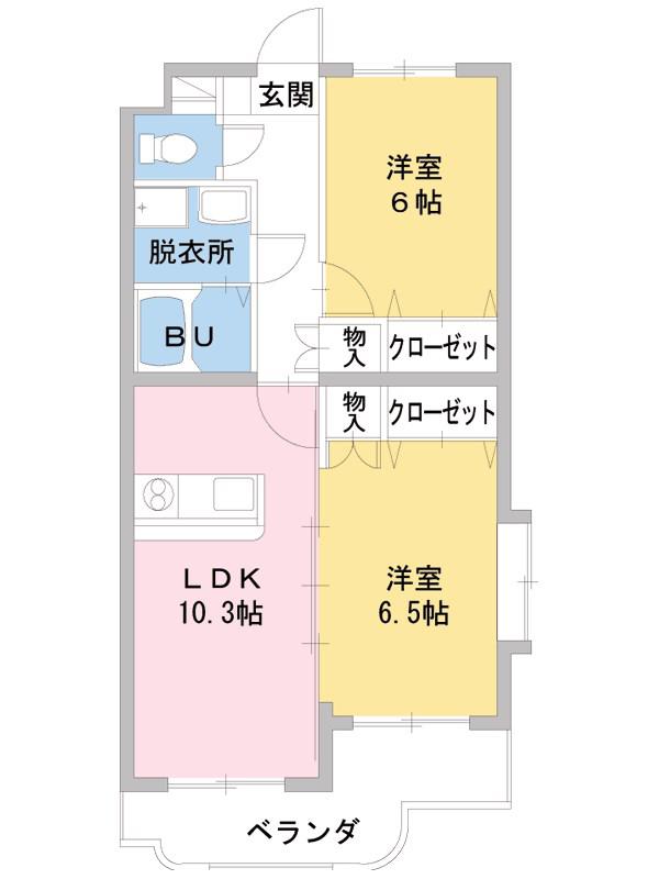 グランドゥール(2LDK/1階)の間取り写真