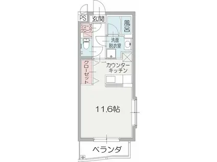 御殿場線 裾野駅 徒歩30分 4階建 築20年(ワンルーム/1階)の間取り写真