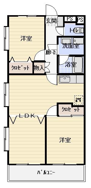 グランクールII(2LDK/1階)の間取り写真