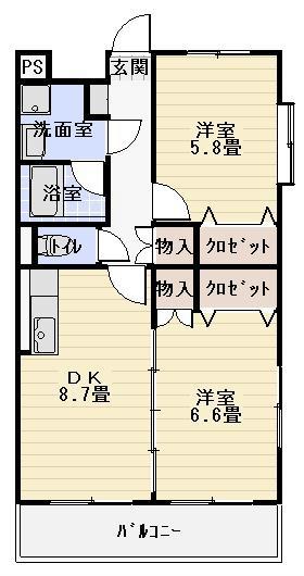 メゾンアネシス(2DK/2階)の間取り写真