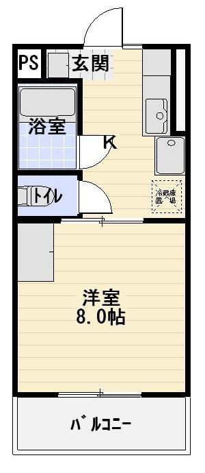 フォルクローレペルシュ(1DK/3階)の間取り写真