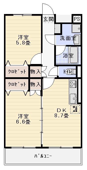 グランデハヴィーナ(2DK/3階)の間取り写真