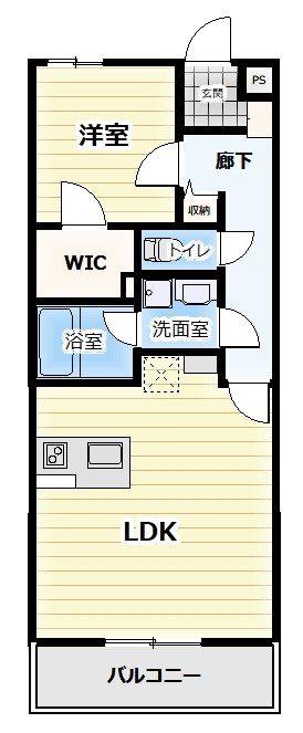 ぱくたうんルナ新通(1LDK/3階)の間取り写真
