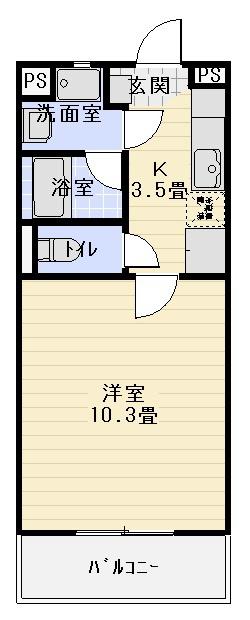 ウィステリア(1K/3階)の間取り写真