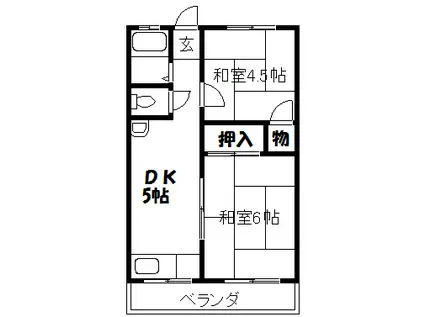今仲ハイツ(2DK/1階)の間取り写真