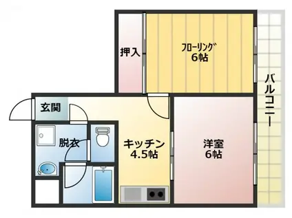 ドウエル志紀(2DK/1階)の間取り写真