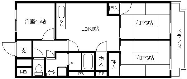 ボーリバージュ藤増(3LDK/5階)の間取り写真