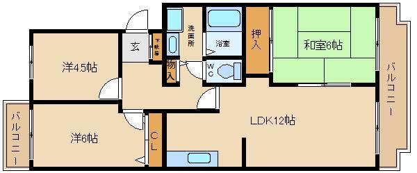 ヴィラ赤とんぼ(3LDK/4階)の間取り写真