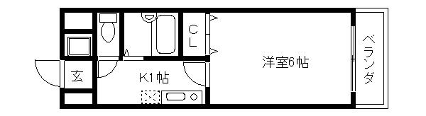 チェリーハイツ西山本(1K/2階)の間取り写真