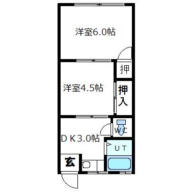 久宝寺コーポ(2DK/1階)の間取り写真