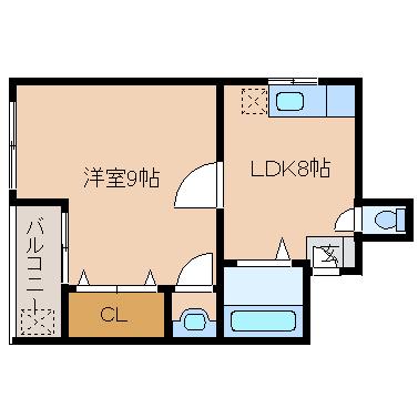 ラディファンス(1LDK/3階)の間取り写真