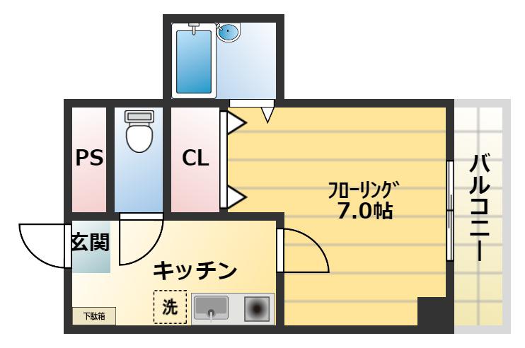 チェリーハイツ宮町(1K/1階)の間取り写真