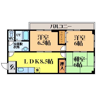 板倉第1ビル(3LDK/4階)の間取り写真