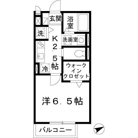 ルピナス(1K/2階)の間取り写真