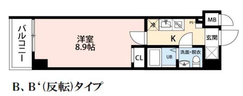 SKY YAO(1K/4階)の間取り写真