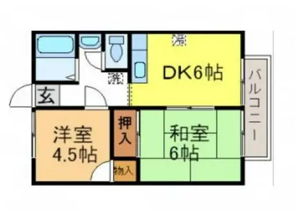 シャトー志紀(2DK/2階)の間取り写真