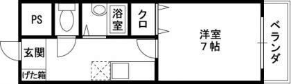 チェリーハイツ西山本(1K/3階)の間取り写真