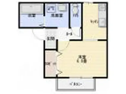 サンフェルティ A棟(1K/1階)の間取り写真