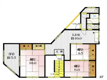本町7丁目日の出ビル(4LDK/4階)の間取り写真