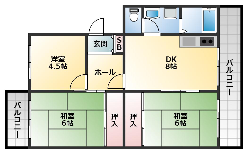 セピアコート山本(3DK/3階)の間取り写真