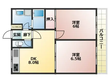 アールグレイ山本(2DK/2階)の間取り写真