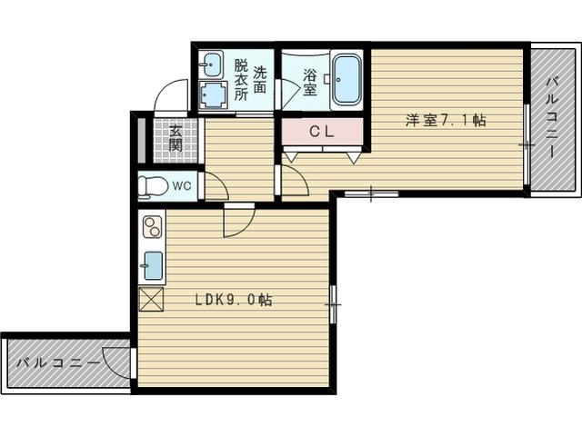 フジパレス豊里Ⅱ番館(1LDK/1階)の間取り写真