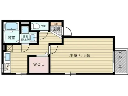 東海道本線 東淀川駅 徒歩5分 2階建 築25年(1K/1階)の間取り写真