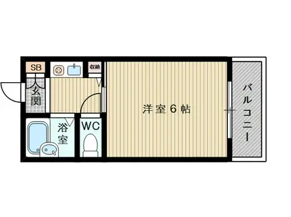 阪急電鉄京都線 上新庄駅 徒歩1分 4階建 築32年(1K/4階)の間取り写真