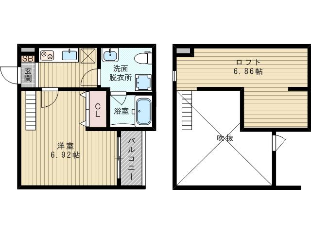 CASA下新庄(1K/1階)の間取り写真