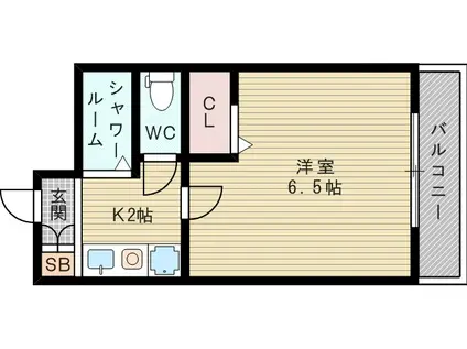 フルーレ小松(1K/2階)の間取り写真