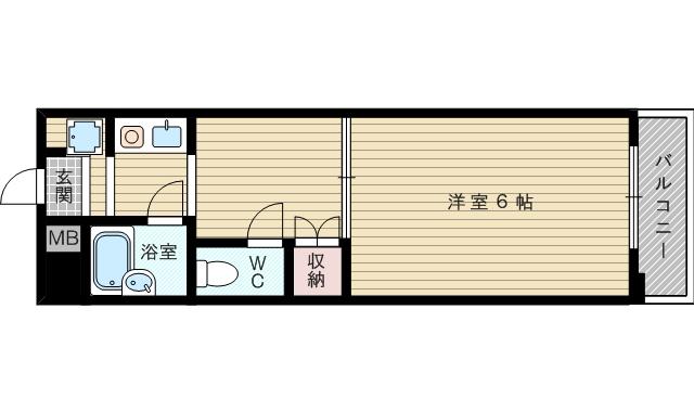 阪急電鉄京都線 上新庄駅 徒歩6分 5階建 築42年(1DK/4階)の間取り写真